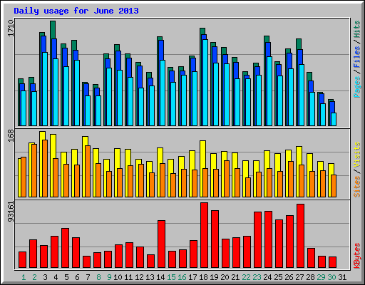 Daily usage for June 2013