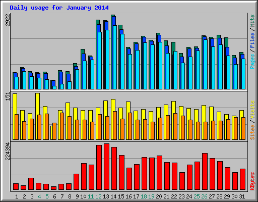 Daily usage for January 2014