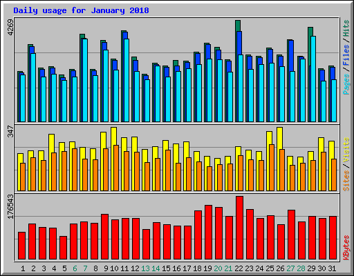 Daily usage for January 2018