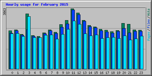 Hourly usage for February 2015