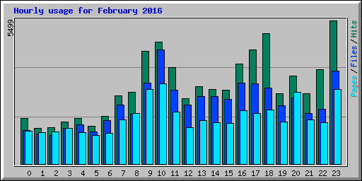 Hourly usage for February 2016